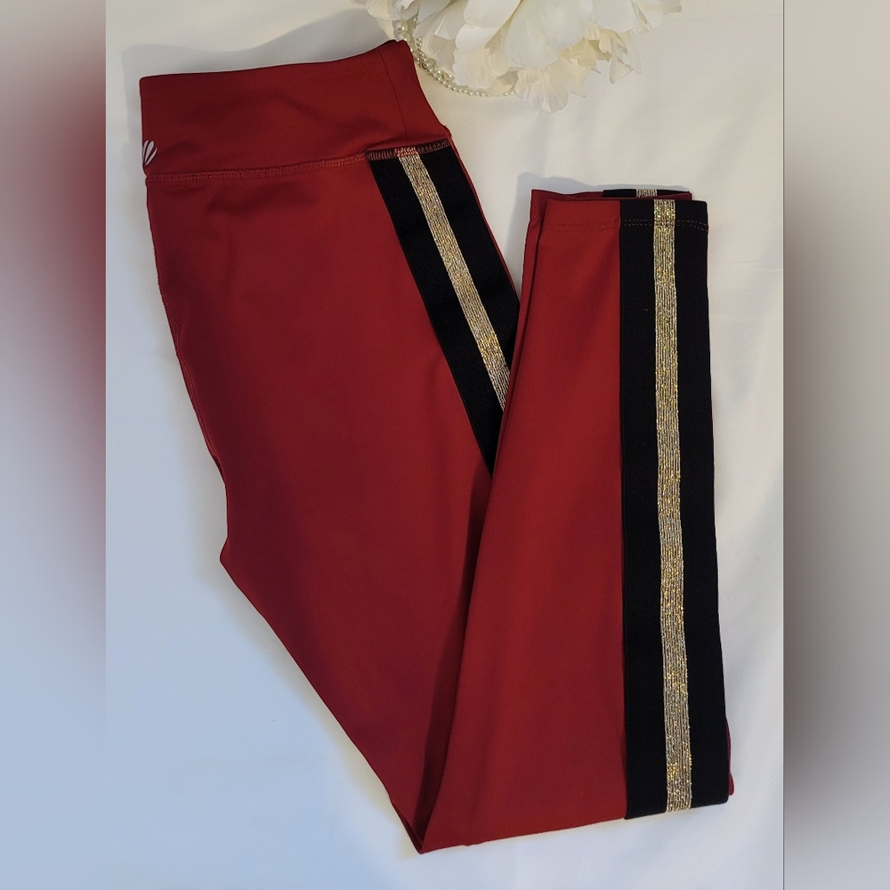 Forever 21 Red and Black Leggings with Side Stripes